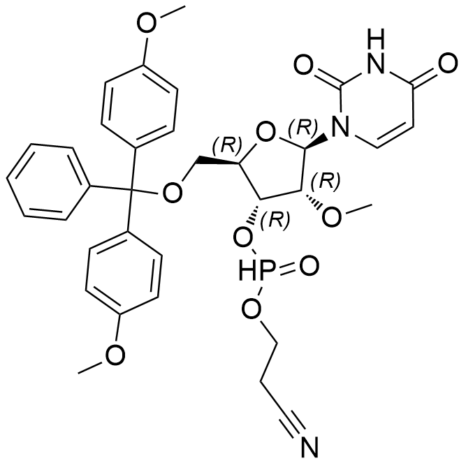 (2R,3R,4R,5R)-2-((bis(4-methoxyphenyl)(phenyl)methoxy)methyl)-5-(2,4-dioxo-3,4-dihydropyrimidin-1(2H)-yl)-4-methoxytetrahydrofuran-3-yl (2-cyanoethyl) phosphonate